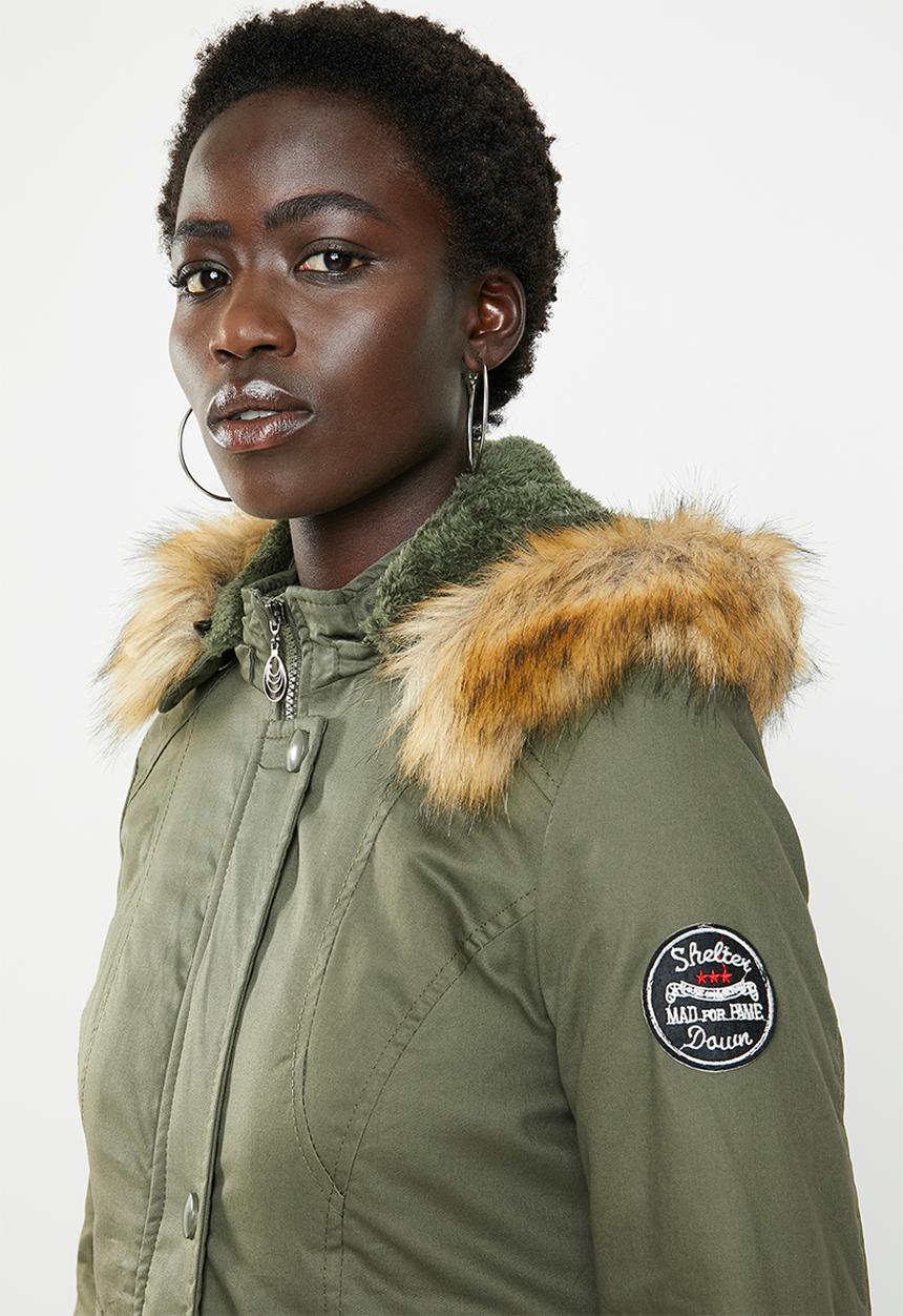 Revenge - Parka with faux fur - khaki