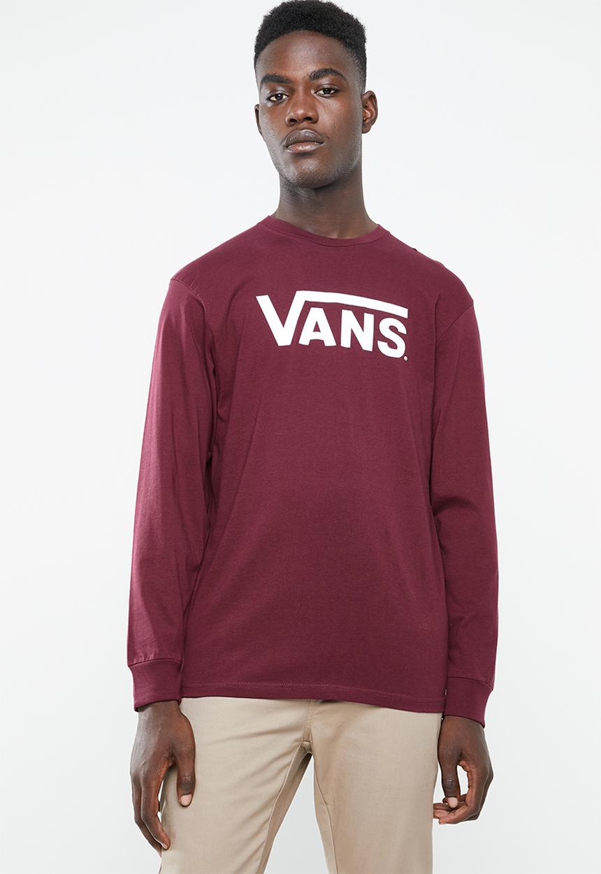 Vans - Vans classic long sleeve tee - burgundy & white