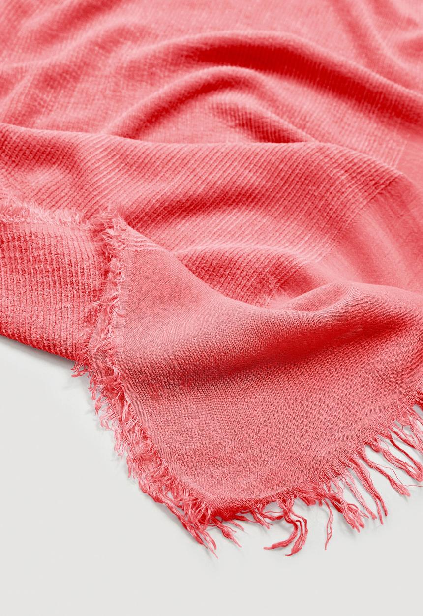 MANGO - Frayed edge scarf - coral