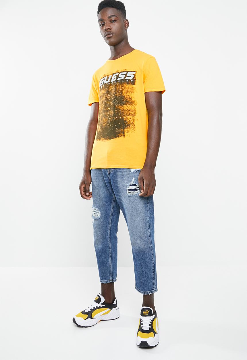 GUESS - Guess black out short sleeve tee - yellow
