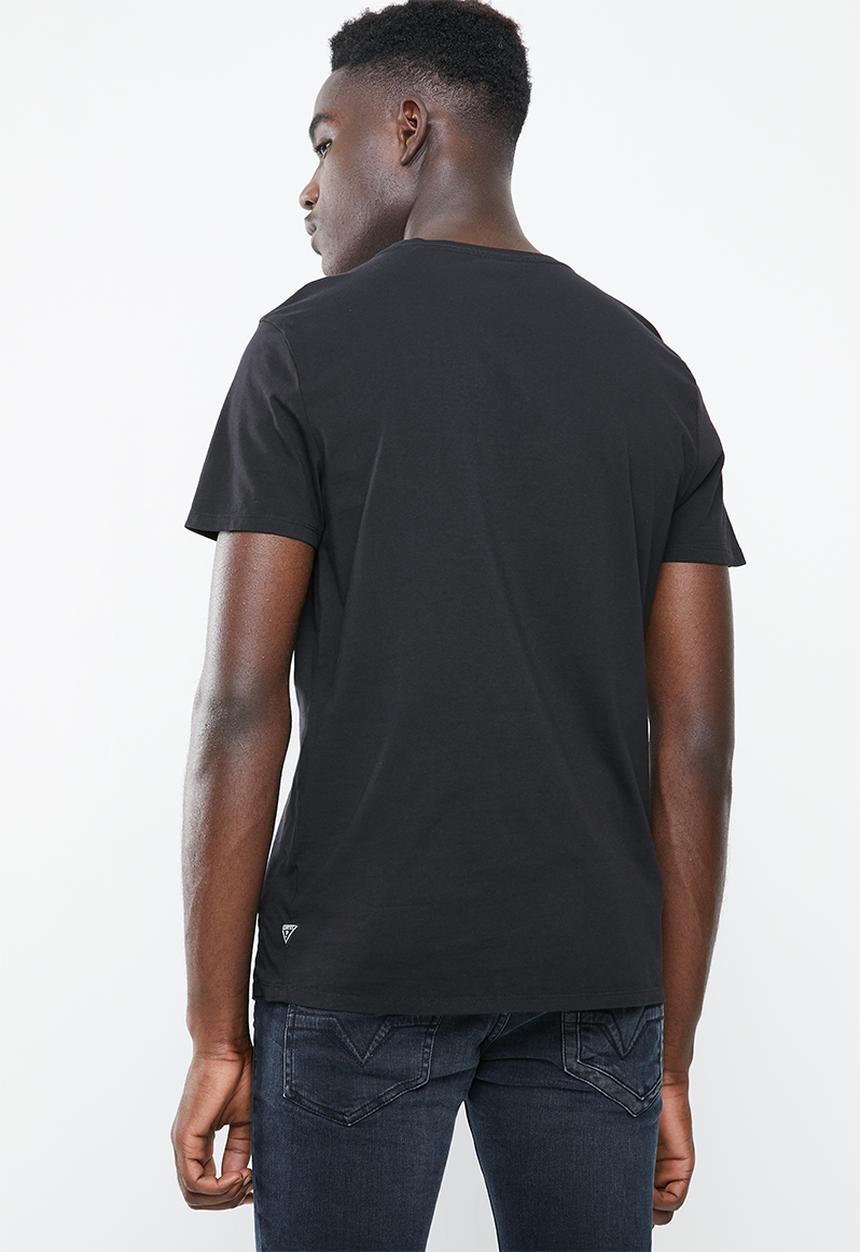 GUESS - Basic collage tri crew tee - black