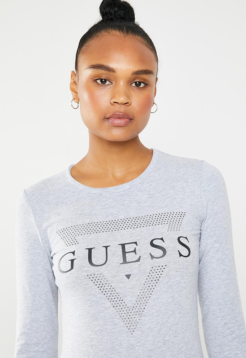 GUESS - Long sleeve bling tri T-shirt - grey