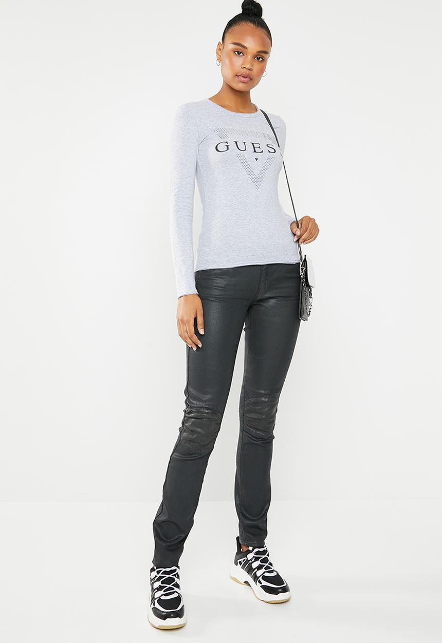 GUESS - Long sleeve bling tri T-shirt - grey