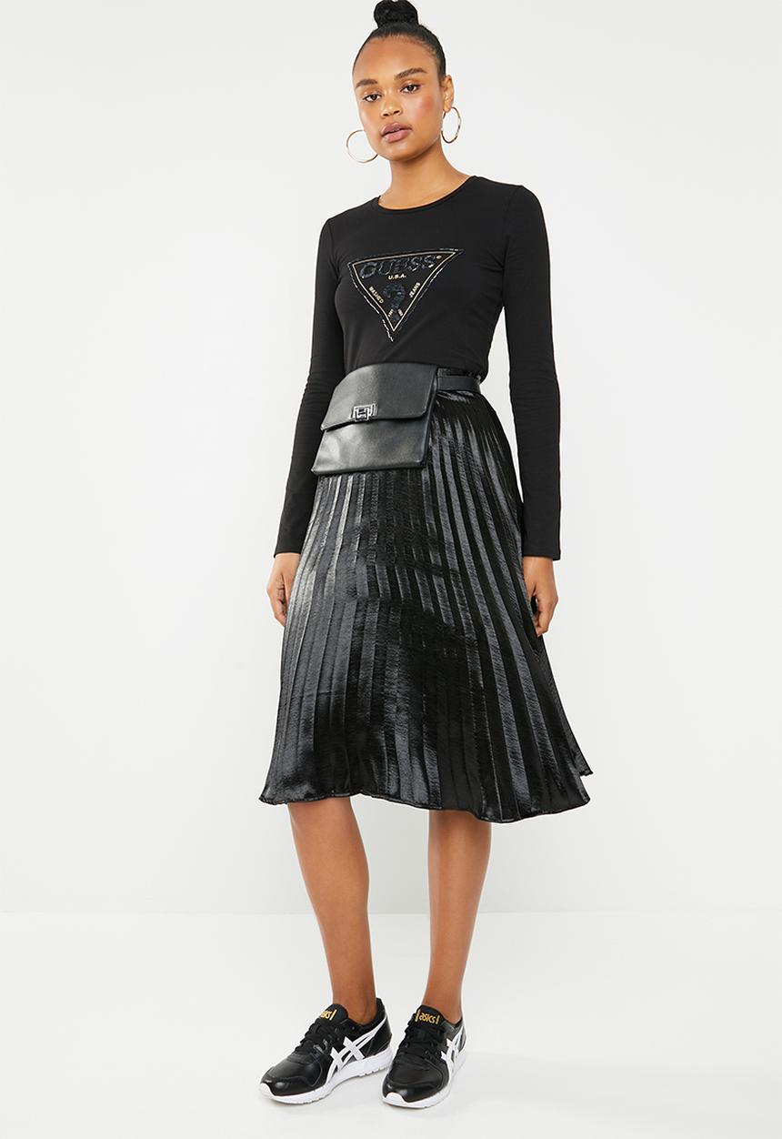 GUESS - Long sleeve embellished tri T-shirt - black