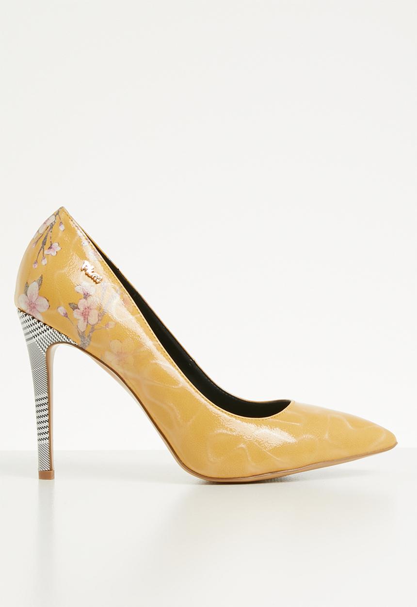 Plum - Zebra print stiletto heel - yellow