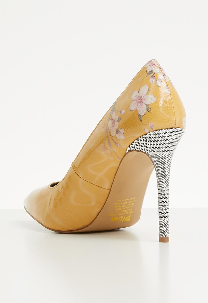 Plum - Zebra print stiletto heel - yellow