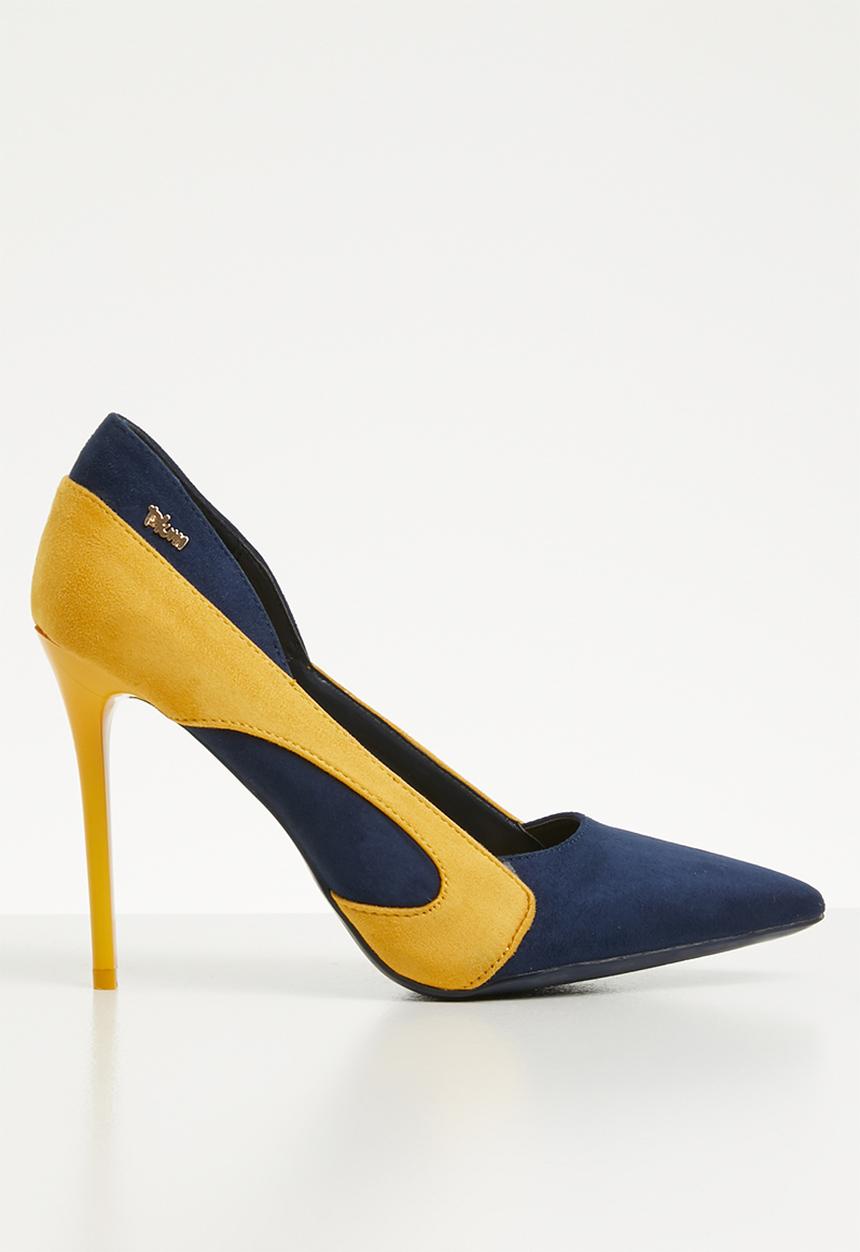 Plum - Stiletto heel - navy & yellow