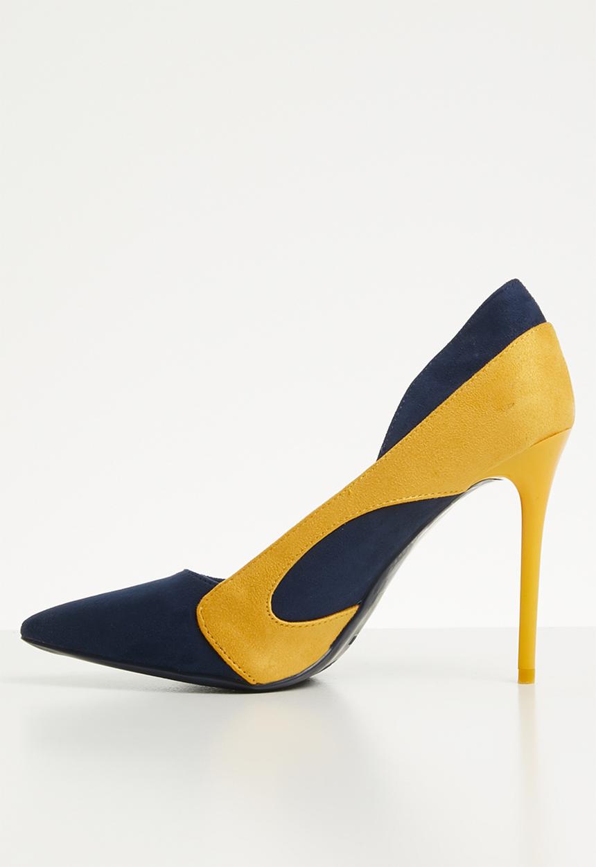 Plum - Stiletto heel - navy & yellow