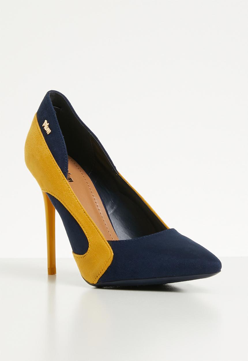 Plum - Stiletto heel - navy & yellow
