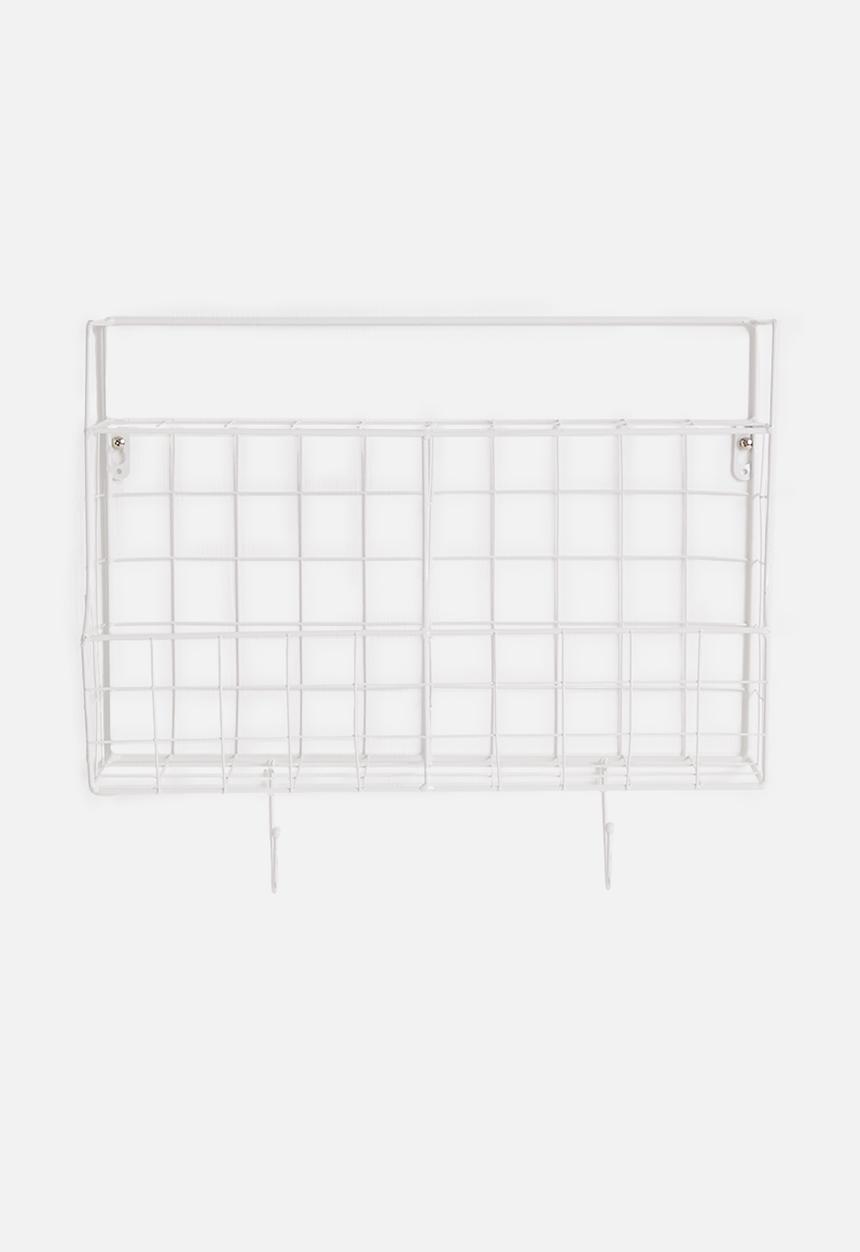 Present Time - Kitchen wall rack - metal with basket white