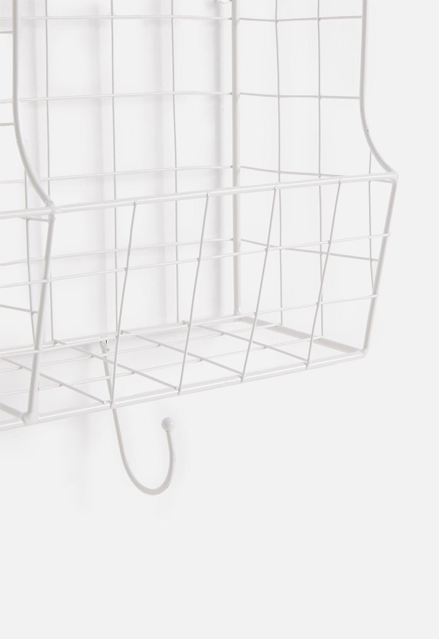 Present Time - Kitchen wall rack - metal with basket white