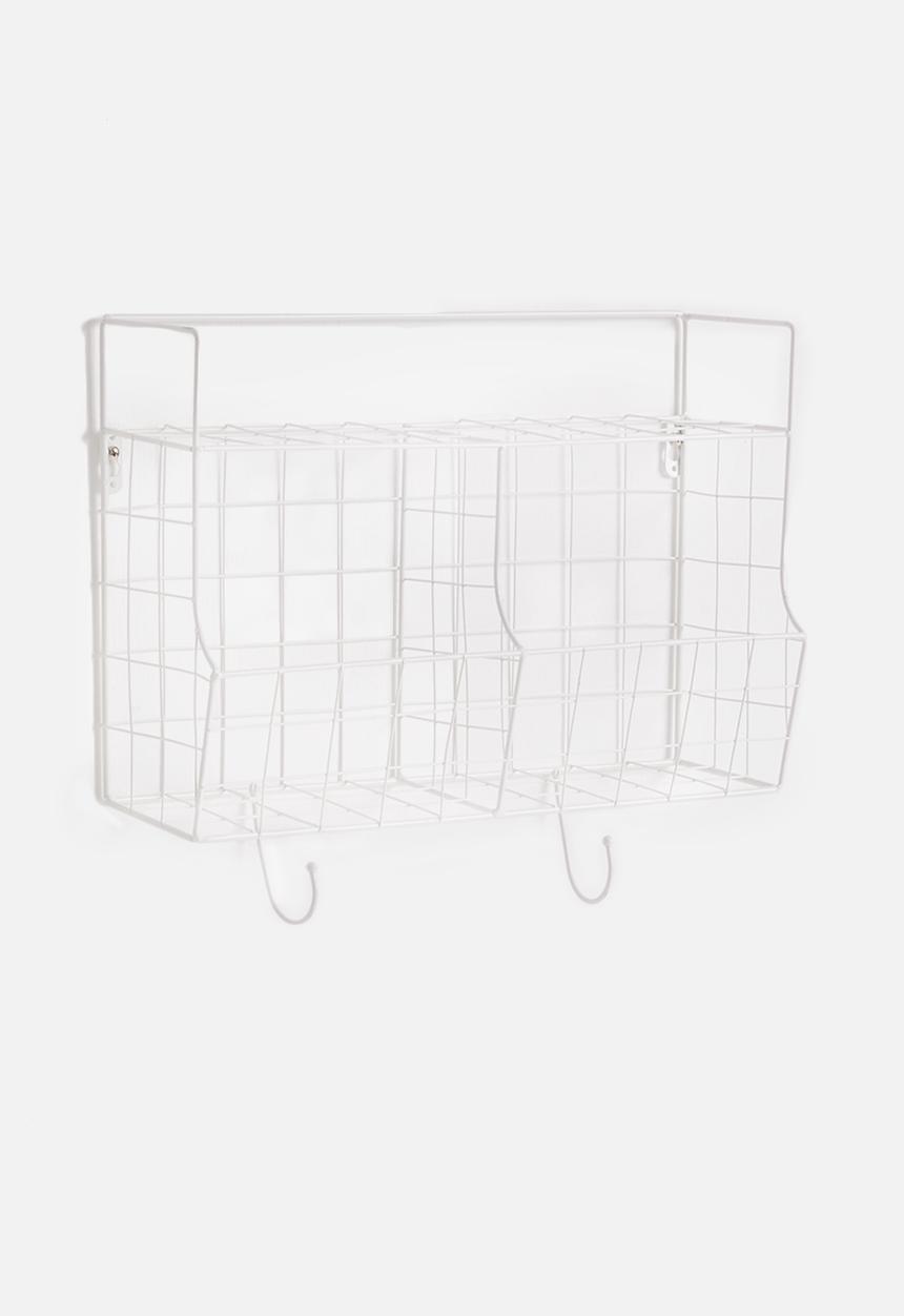 Present Time - Kitchen wall rack - metal with basket white