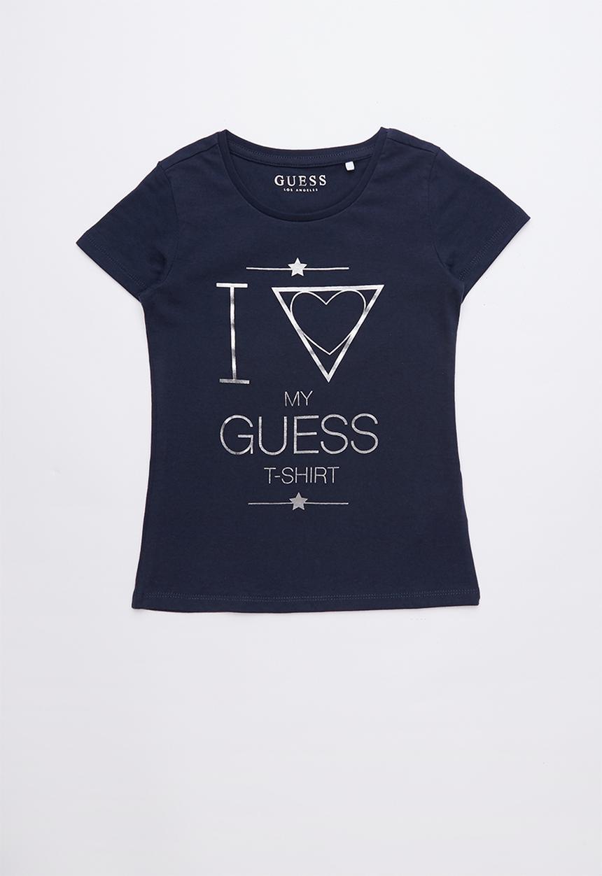 GUESS - Short sleeve tri fall off girl tee - navy