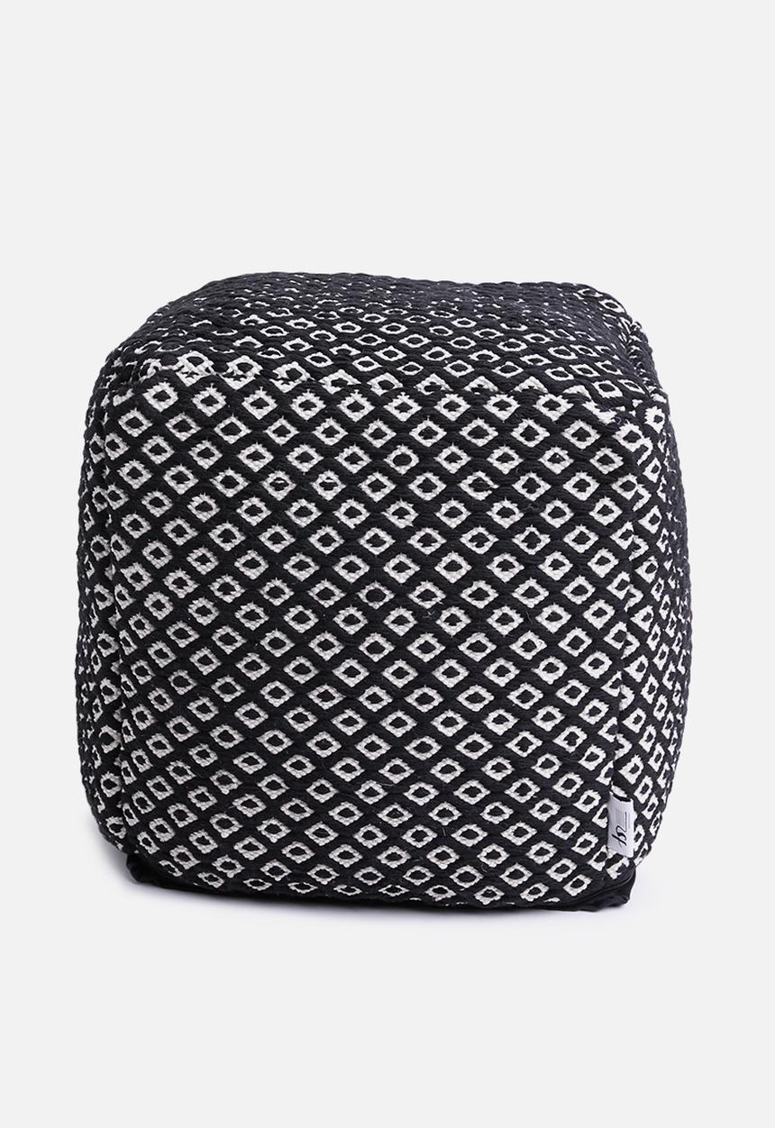 Sixth Floor - Vermont ottoman - black & white 