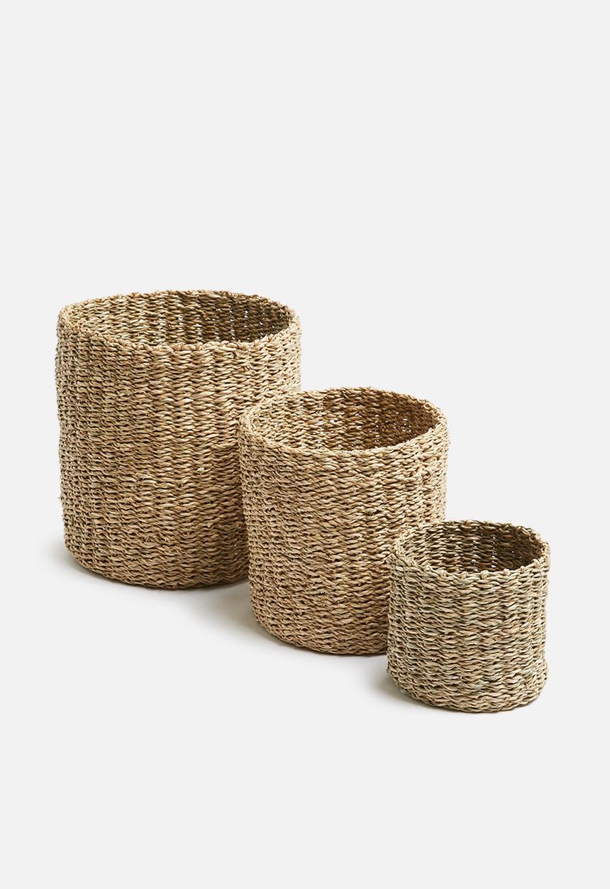 Sixth Floor - Seagrass storage baskets set of 3 - natural