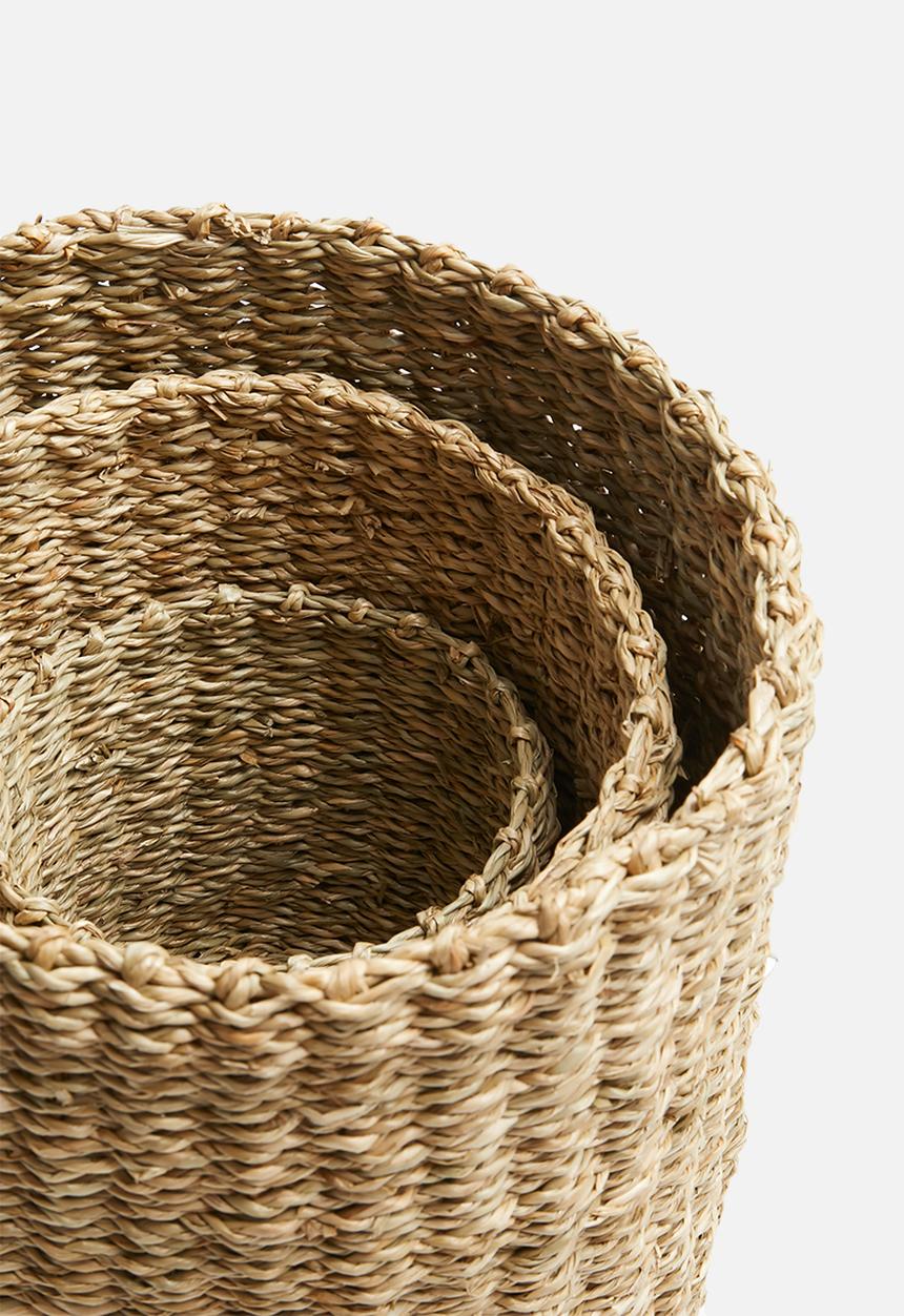 Sixth Floor - Seagrass storage baskets set of 3 - natural