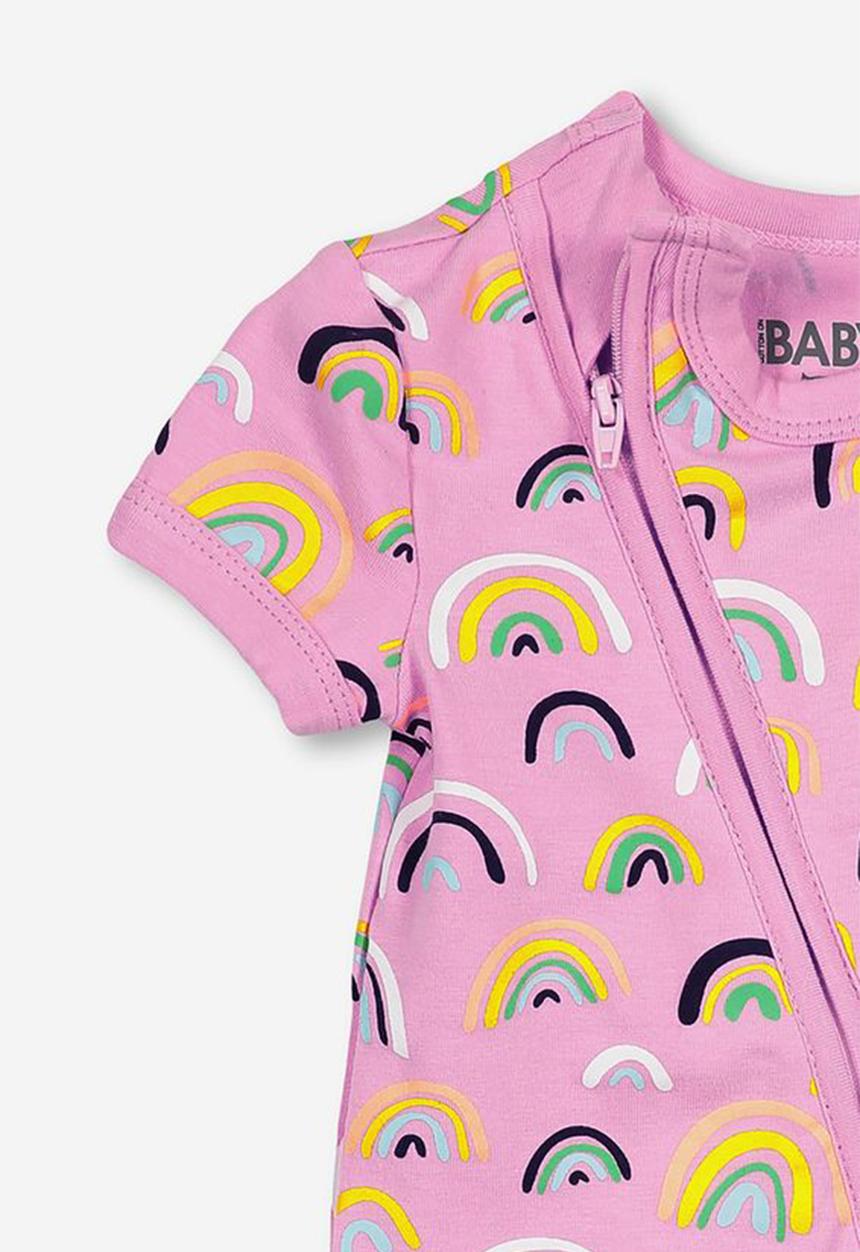 Cotton On - Mini short sleevs zip through romper - multi