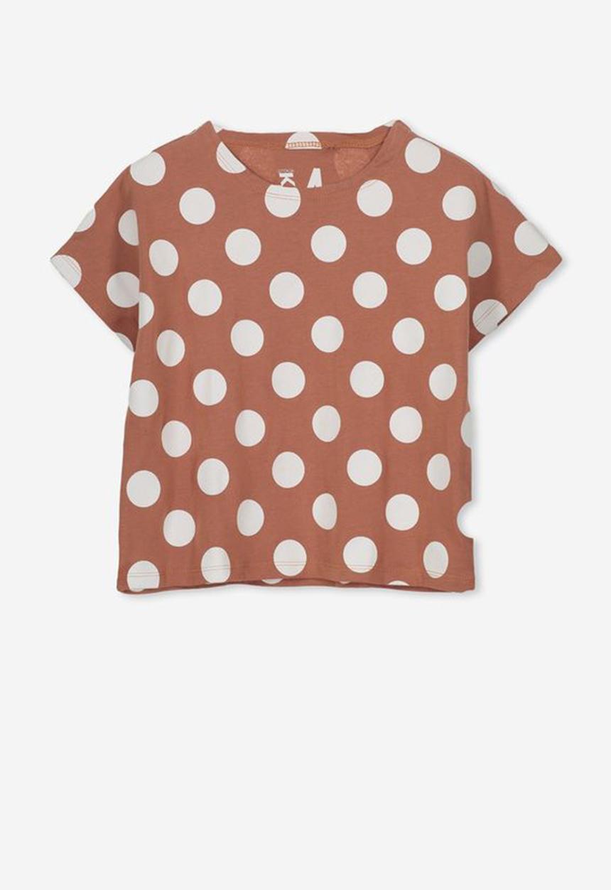 Cotton On - Penelope short sleeve tee - brown & white