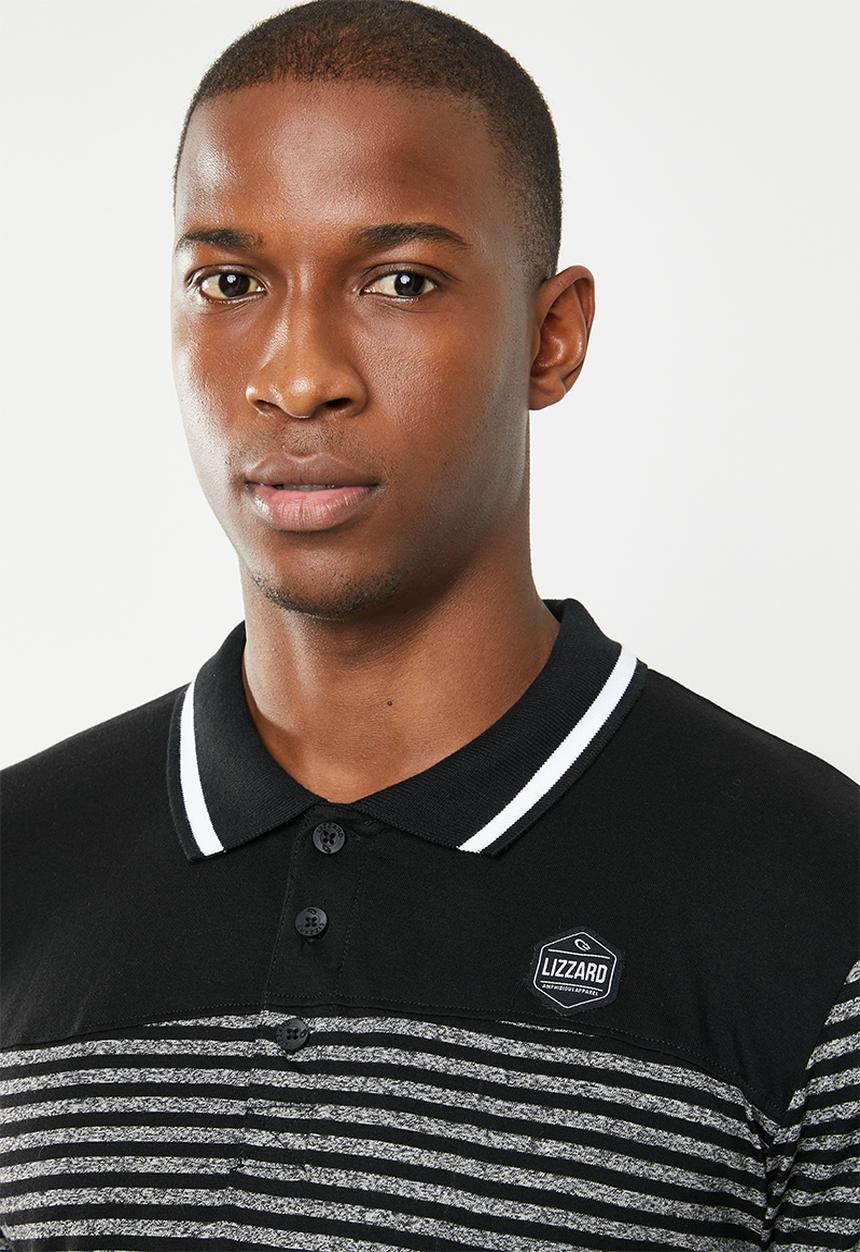 Lizzard - Vasco stripe golfer - black & grey 