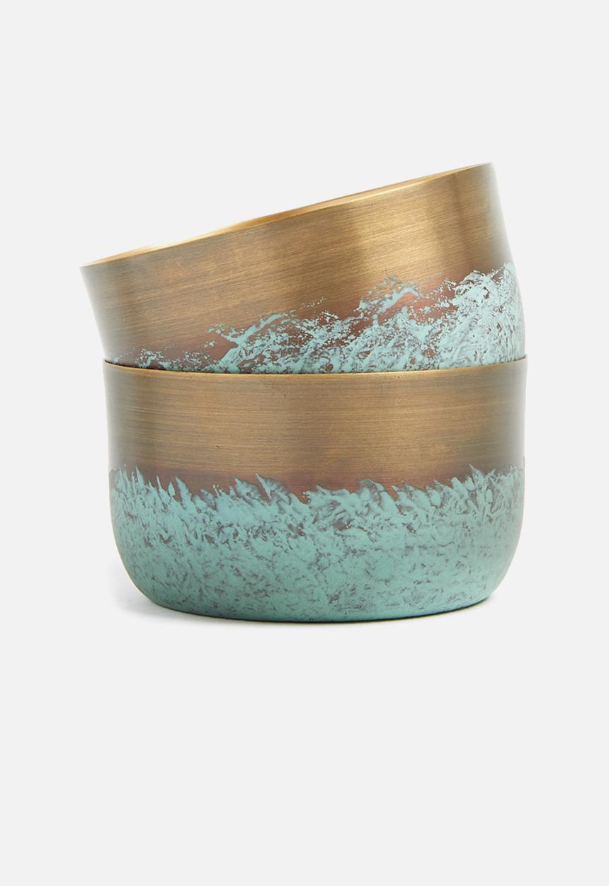 Sixth Floor - Patina bowl set - gold & blue 