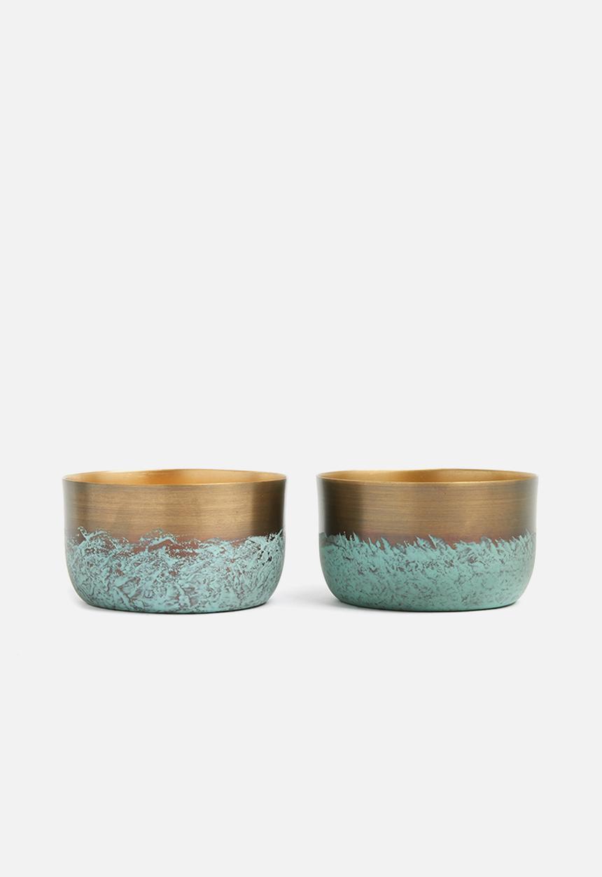 Sixth Floor - Patina bowl set - gold & blue 