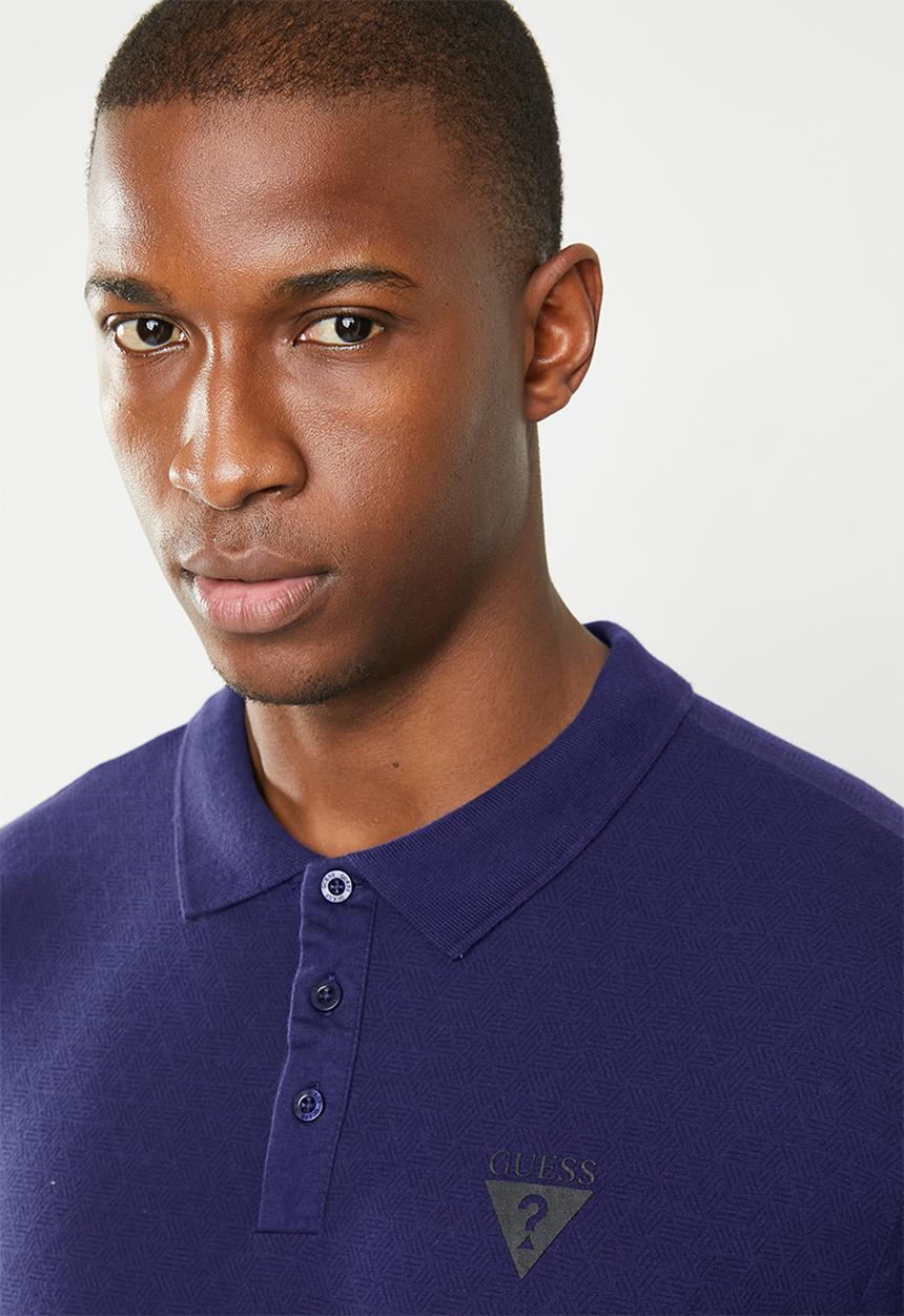 GUESS - Geometric short sleeve polo - blue