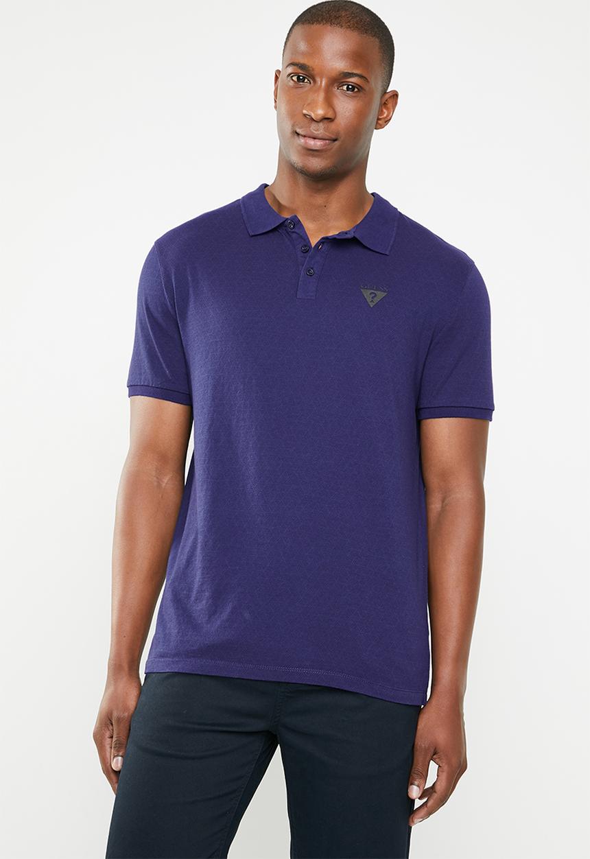 GUESS - Geometric short sleeve polo - blue