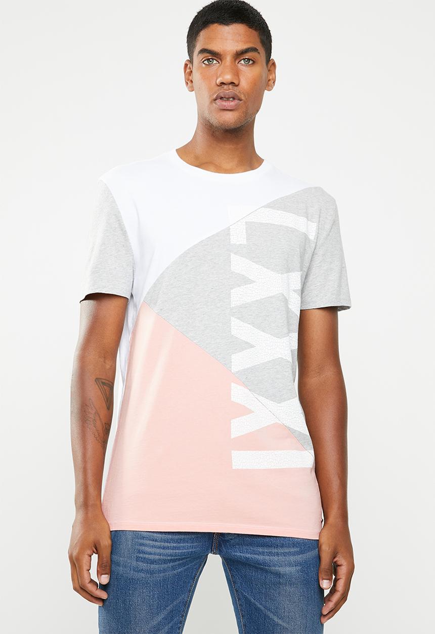 GUESS - Stream color block short sleeve crew tee - white