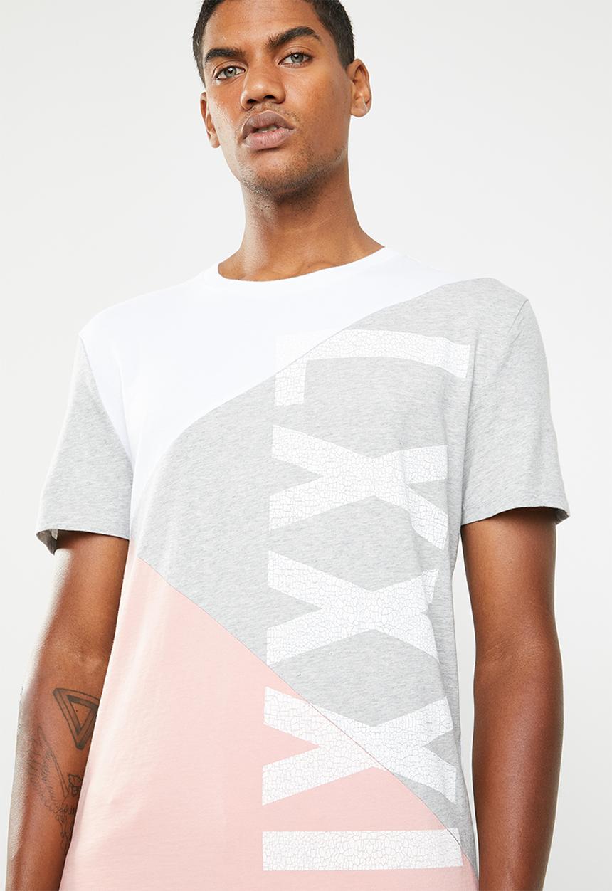 GUESS - Stream color block short sleeve crew tee - white