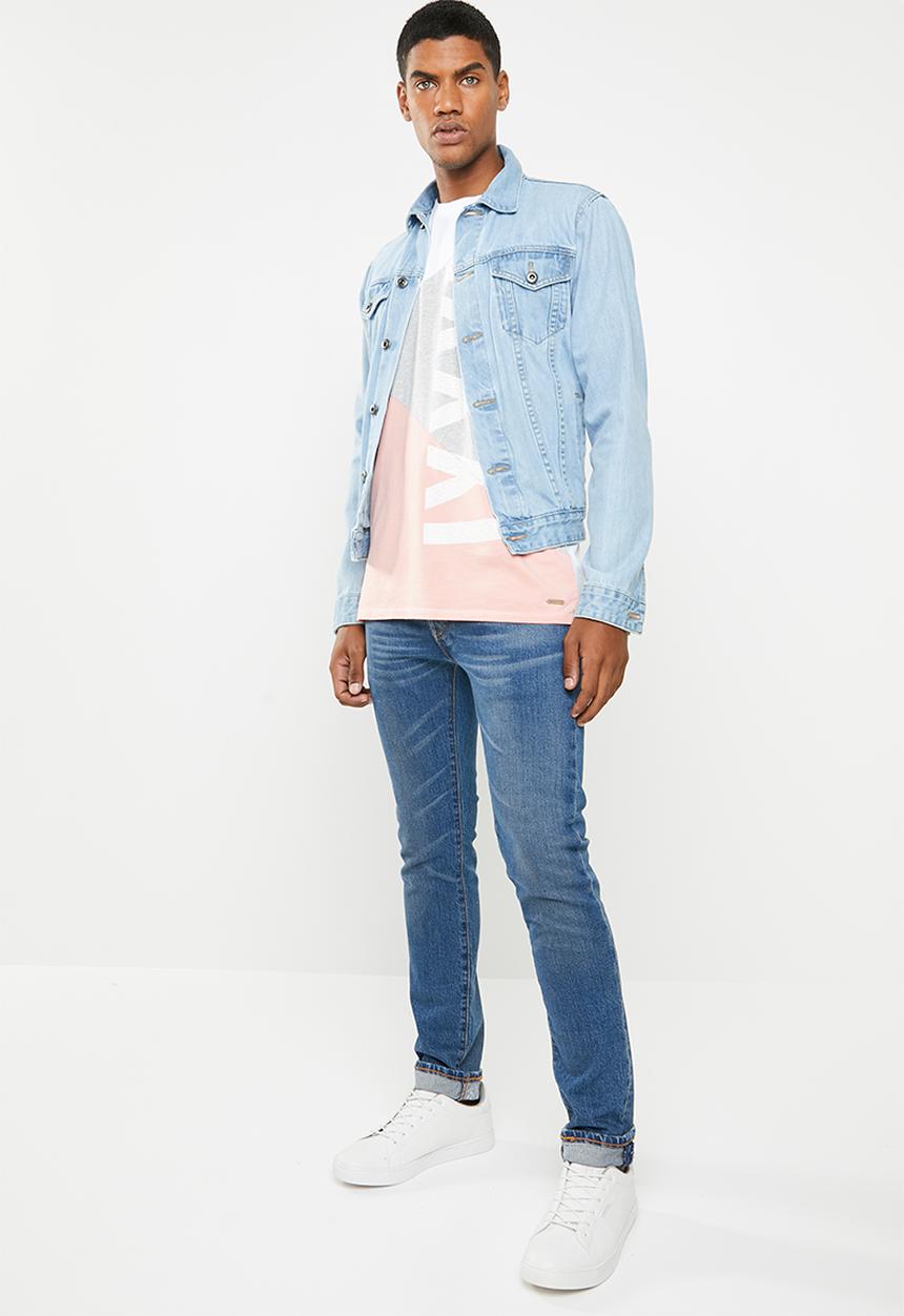 GUESS - Stream color block short sleeve crew tee - white