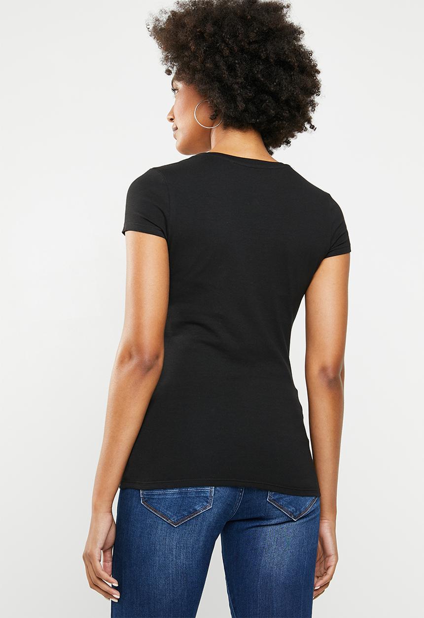 GUESS - Short sleeve fall off t-shirt - black