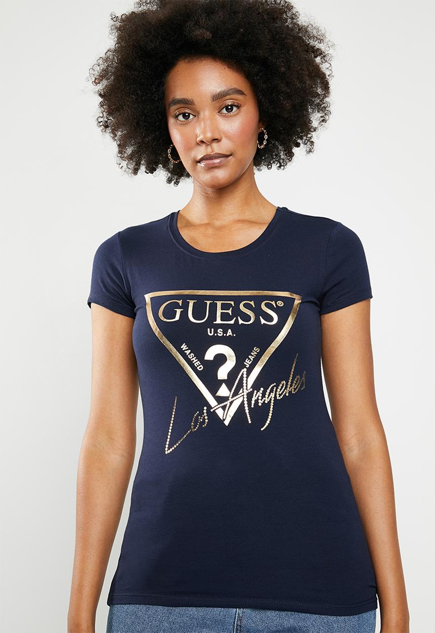 GUESS - Short sleeve guess LA T-shirt - navy