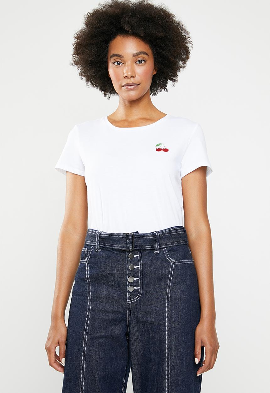 ONLY - Icos cherry tee - white