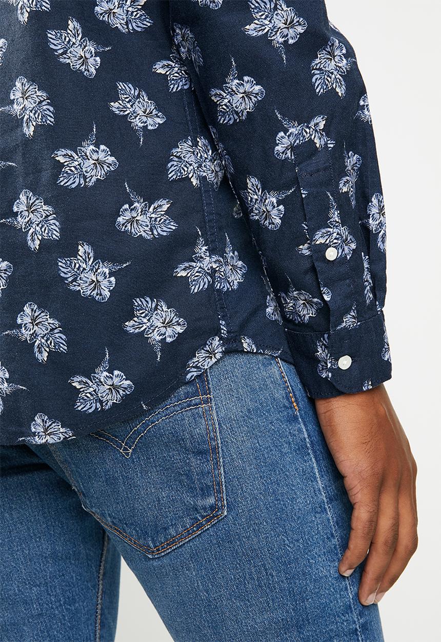 Jack & Jones - Adam printed long sleeve shirt - navy