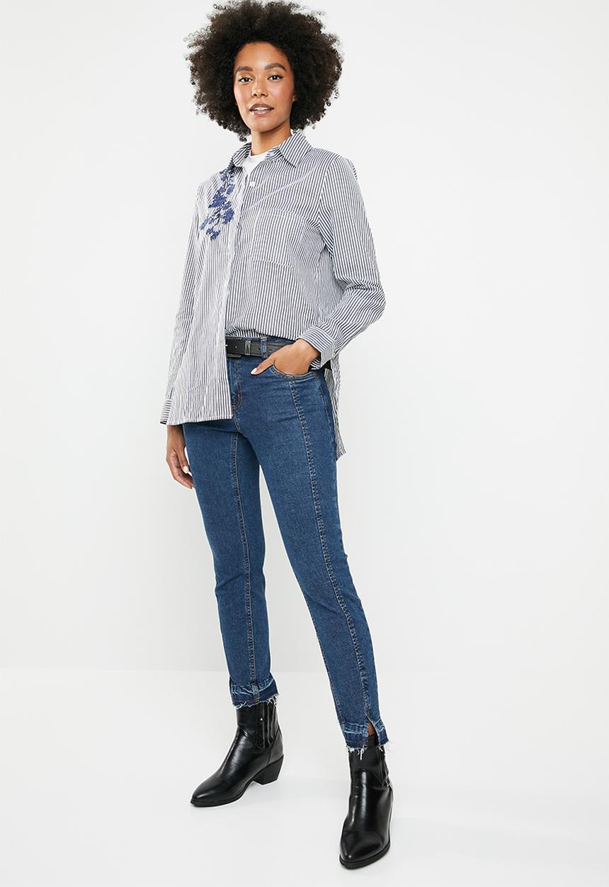 dailyfriday - Stripe embroidered shirt - black & white