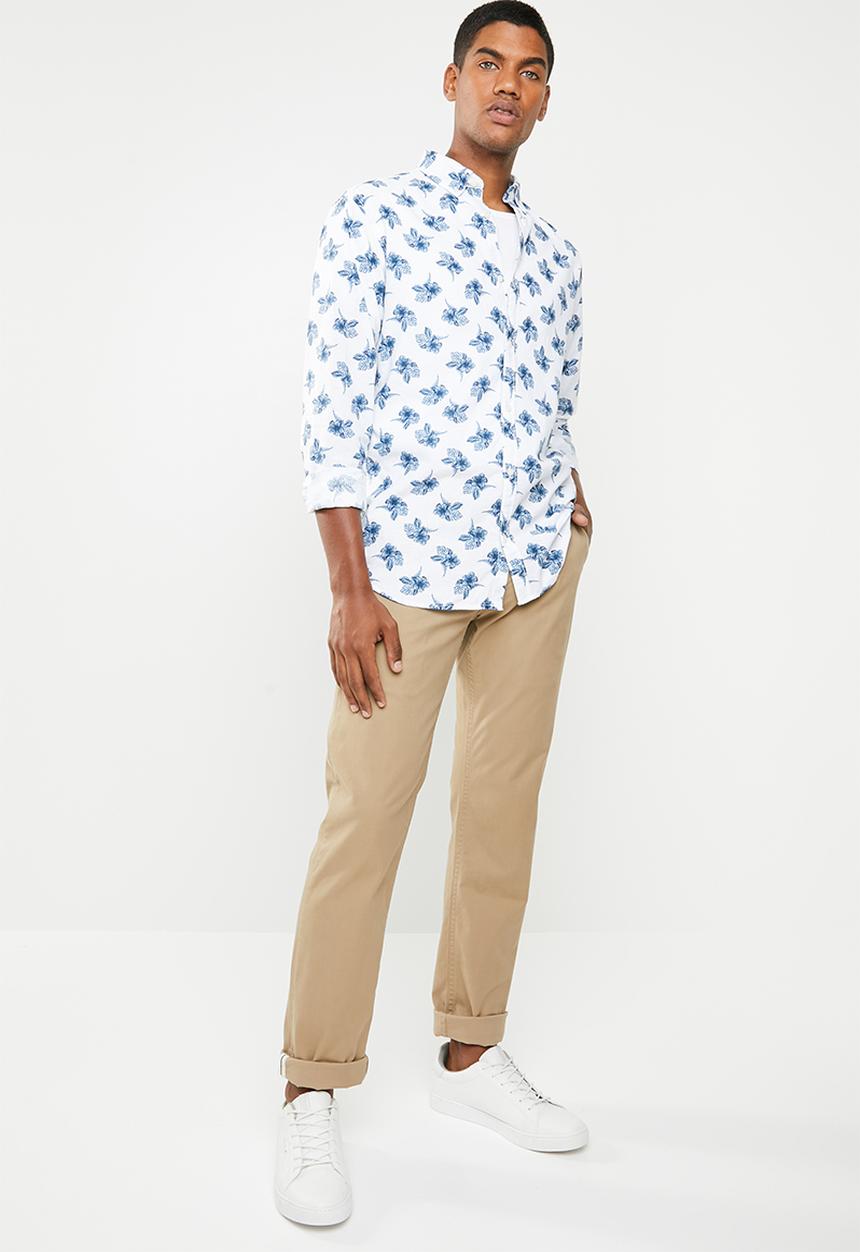 Jack & Jones - Summer Adam printed long sleeve shirt - white