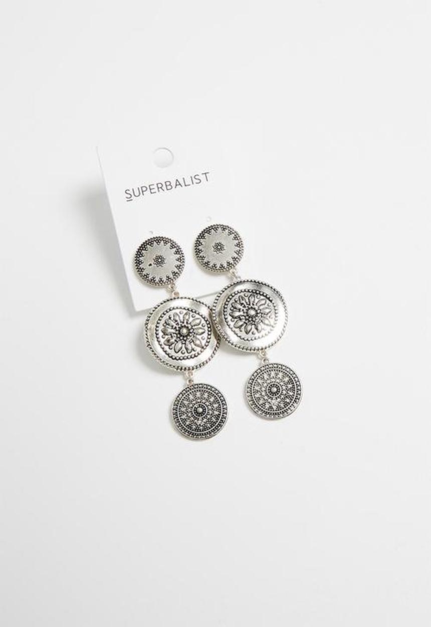 Superbalist - Vintage coin earrings - silver/black