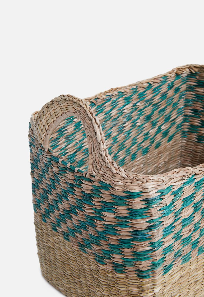 Sixth Floor - Gigi rectangular basket set of 2 - natural & blue 