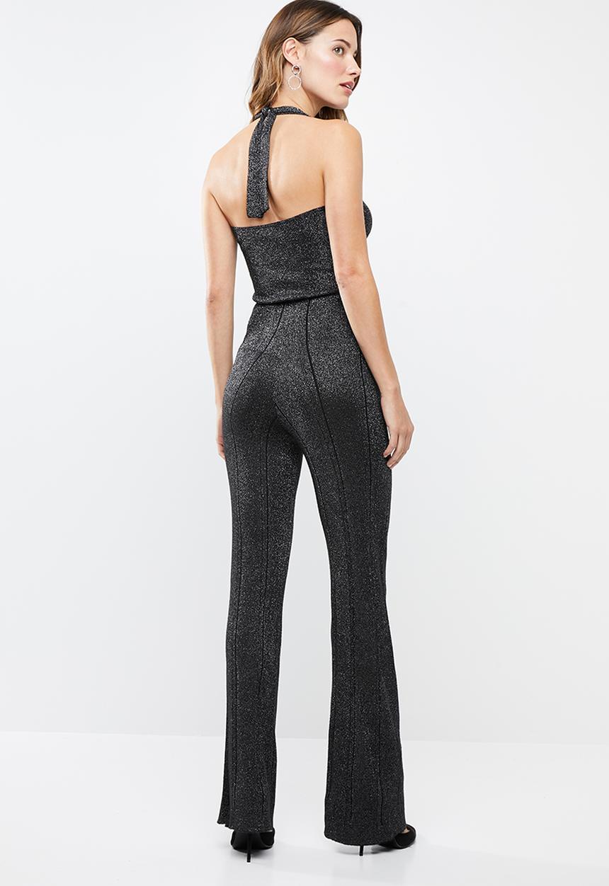SISSY BOY - Lurex halter jumpsuit - black