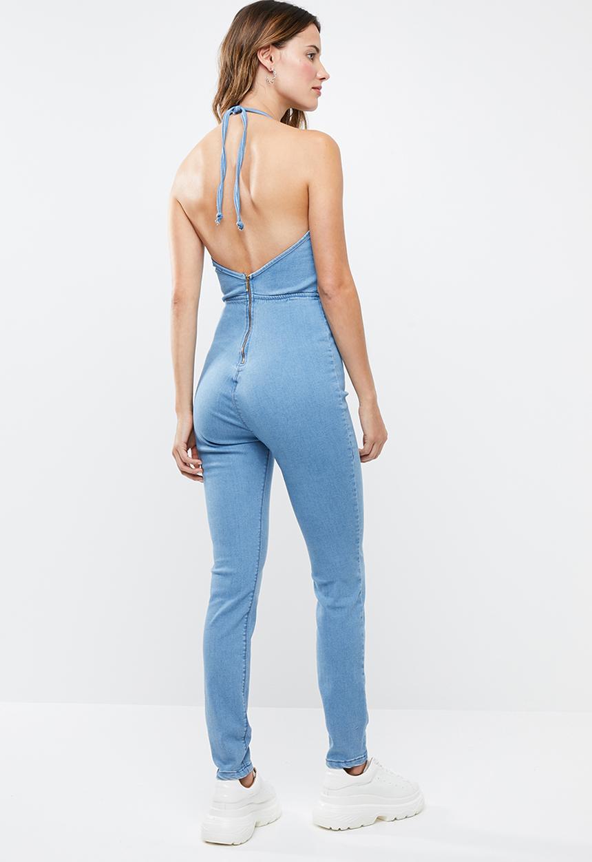 SISSY BOY - Denim jumpsuit with criss cross detail - blue