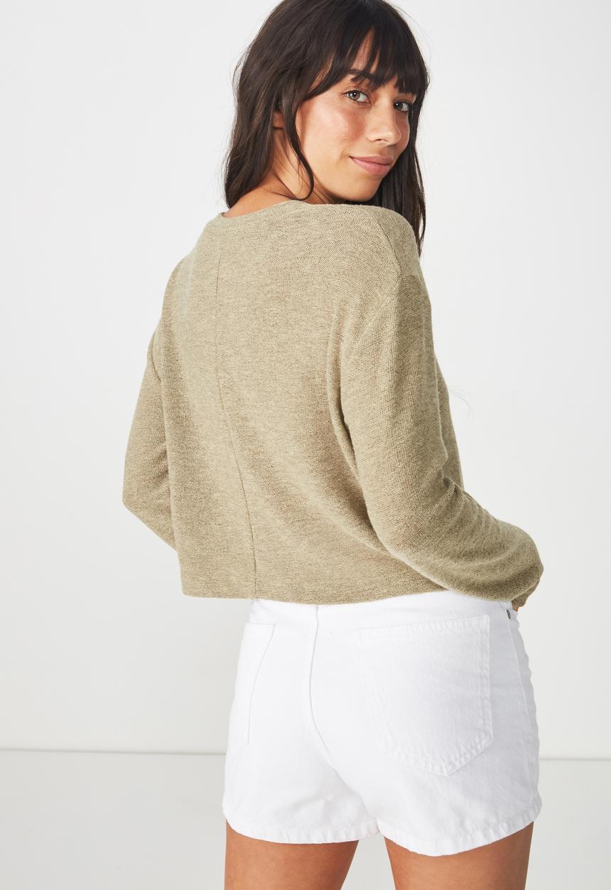 Cotton On - Arna textured boxy long sleeve - beige 