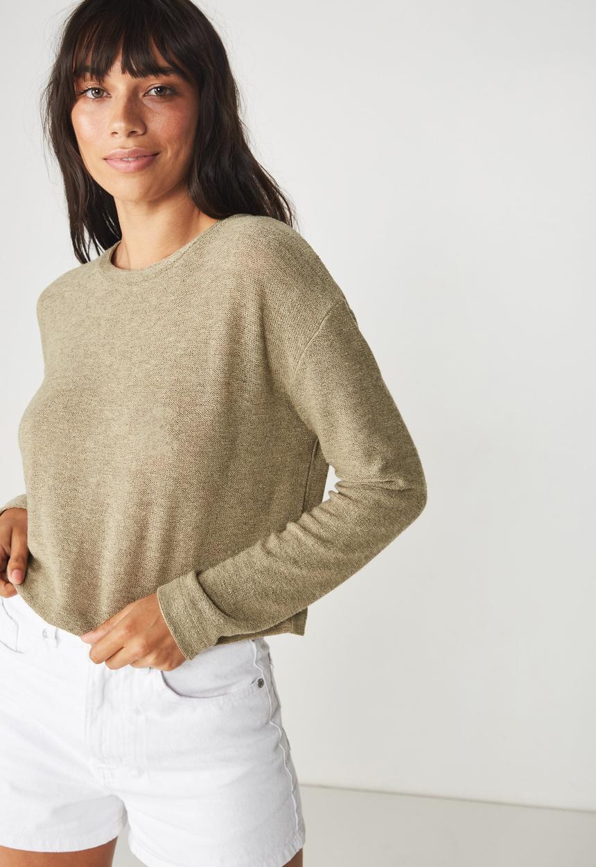 Cotton On - Arna textured boxy long sleeve - beige 
