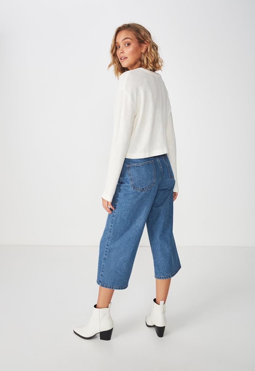 Cotton On - Arna textured boxy long sleeve - cream 