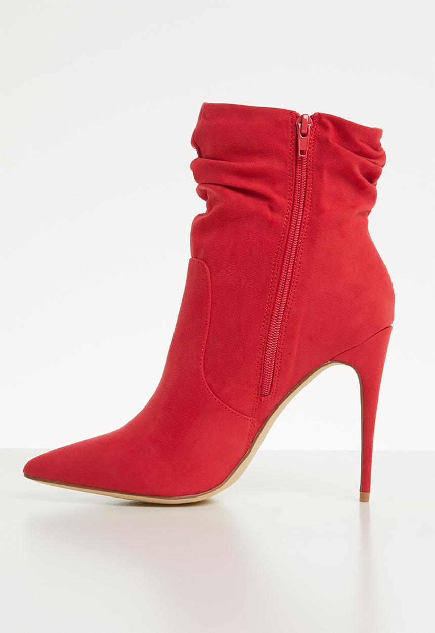 Madison® - Ruched stiletto heel boot - red