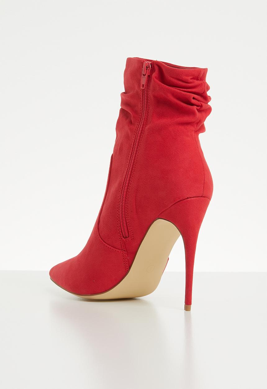 Madison® - Ruched stiletto heel boot - red