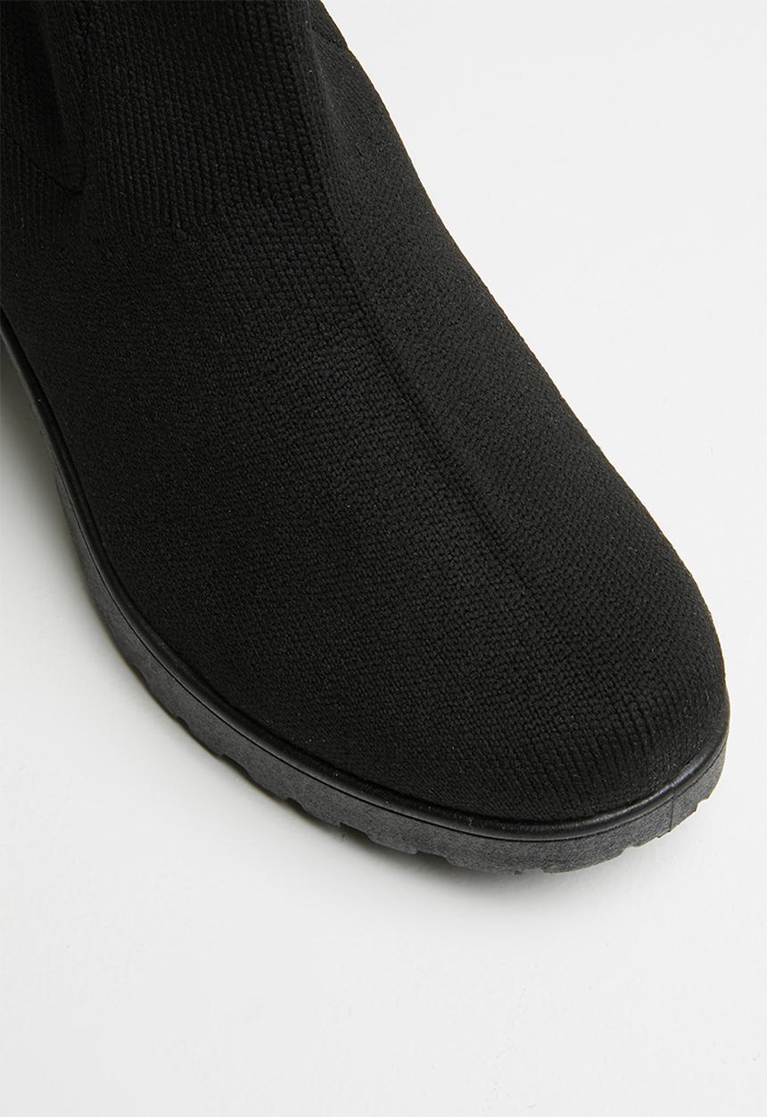 Missguided - Knitted tape cleated sole boot - black 