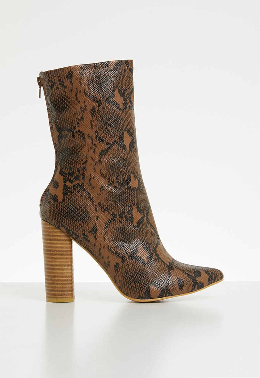 Missguided - Snake tubular boot - tan