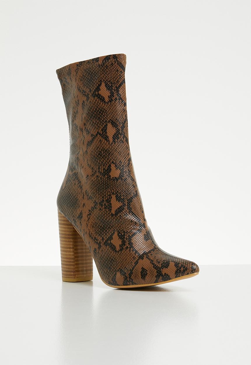 Missguided - Snake tubular boot - tan