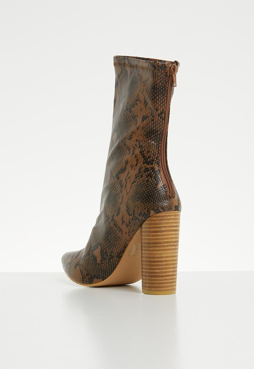 Missguided - Snake tubular boot - tan