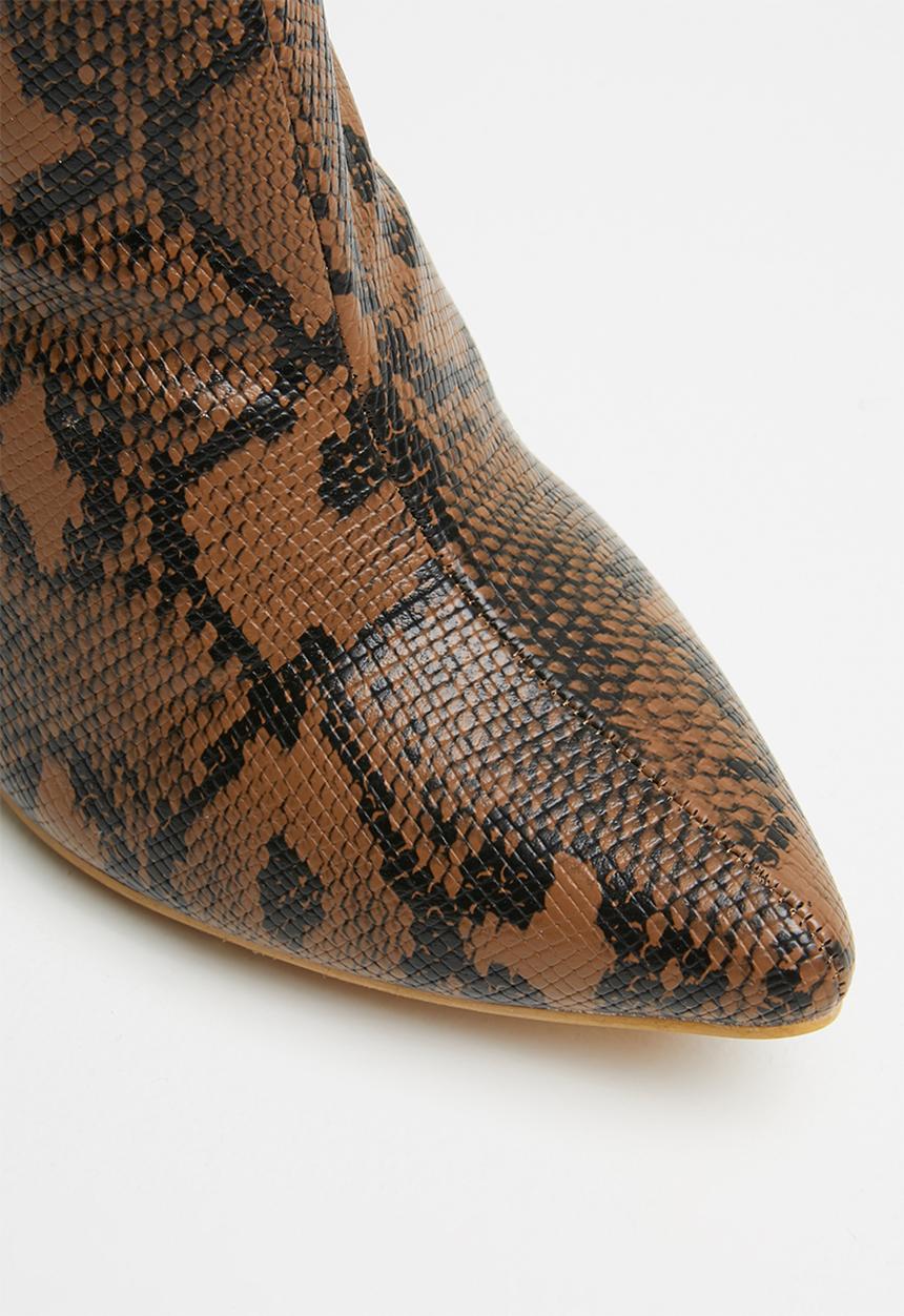 Missguided - Snake tubular boot - tan